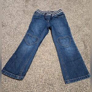 Mini Boden 6Y Girls Jeans Heart Patch Knees & Back Pockets Adjustable Waist
